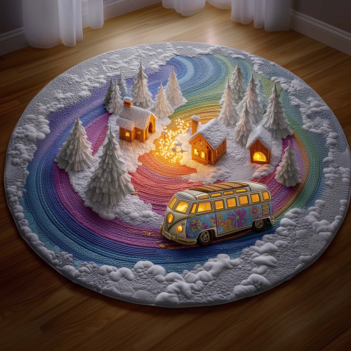 Snowflake Van Quilted Round Mat GFTOMA7857