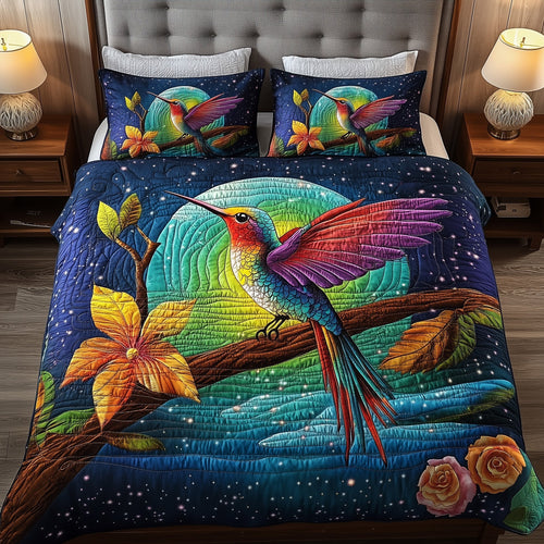 Dreamy Hummingbird 3-Piece Quilted Bedding Set GFTOMA786