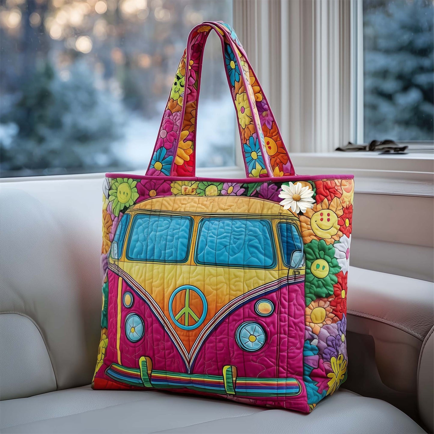 Hippie Van Quilted Tote Bag GFTOMA7878