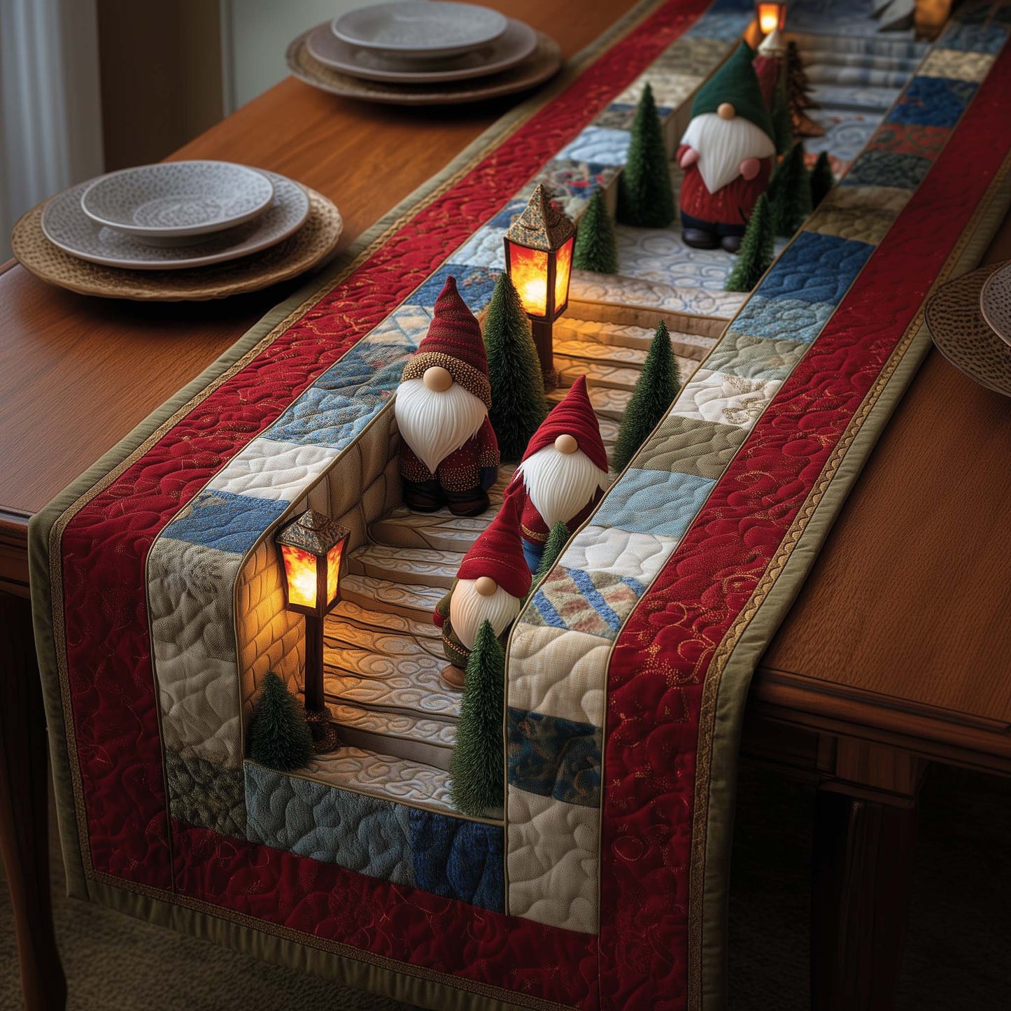 Cozy Gnome Quilted Table Runner GFTOMA7973