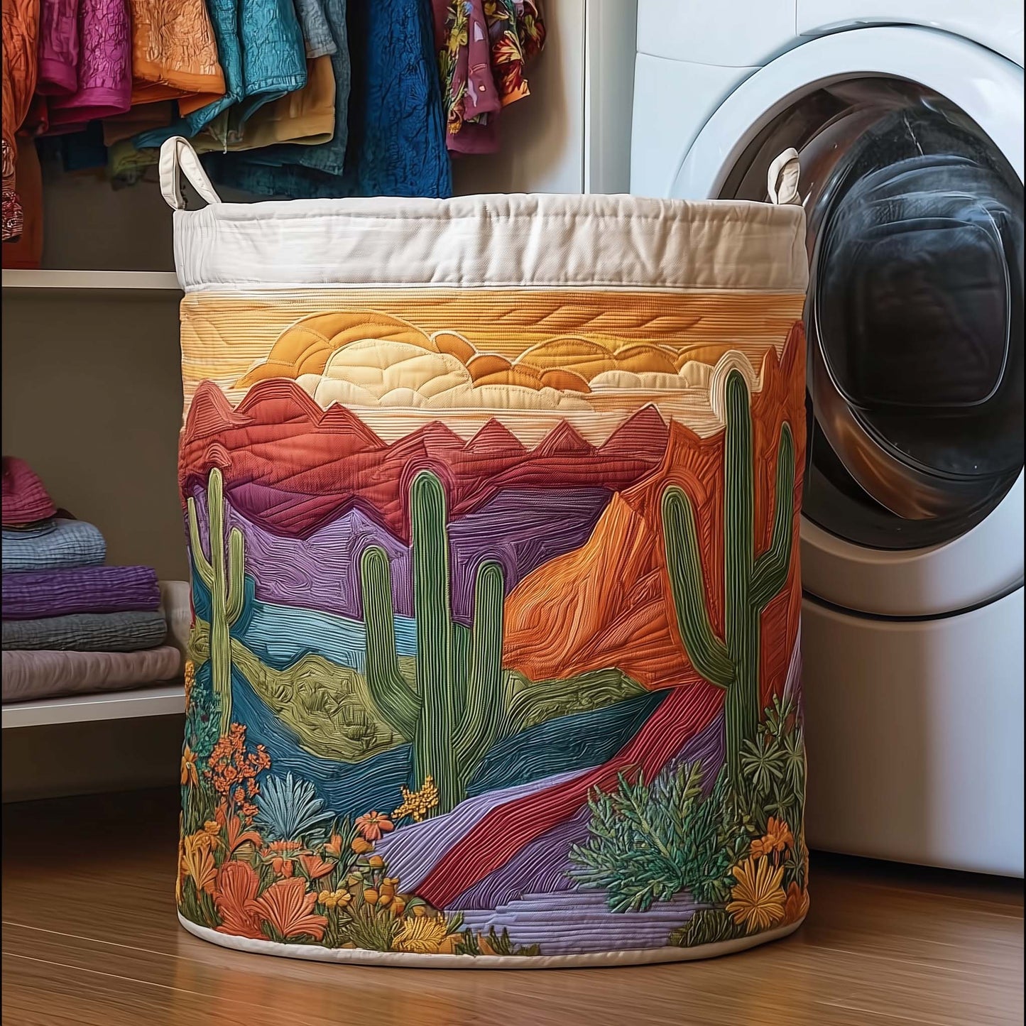 Cactus Sunset Quilted Laundry Basket GFTOMA8029