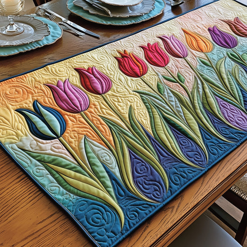 Colorful Tulip Quilted Table Runner GFTOMA803
