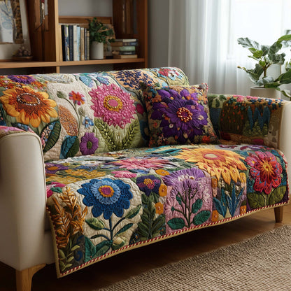Blossom Mood Quilted Sofa Cover GFTOMA8065