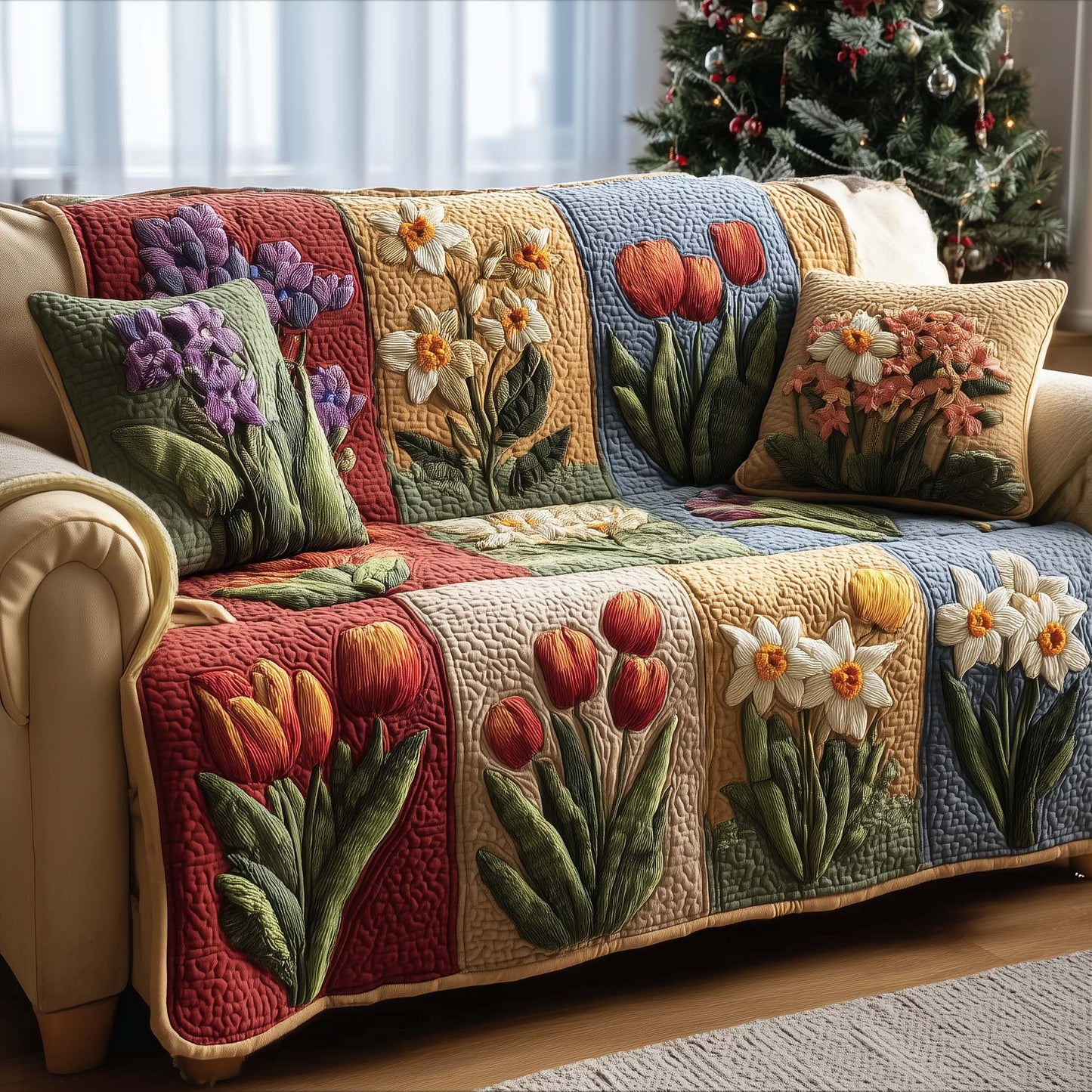 Blossom Mood Quilted Sofa Cover GFTOMA8066