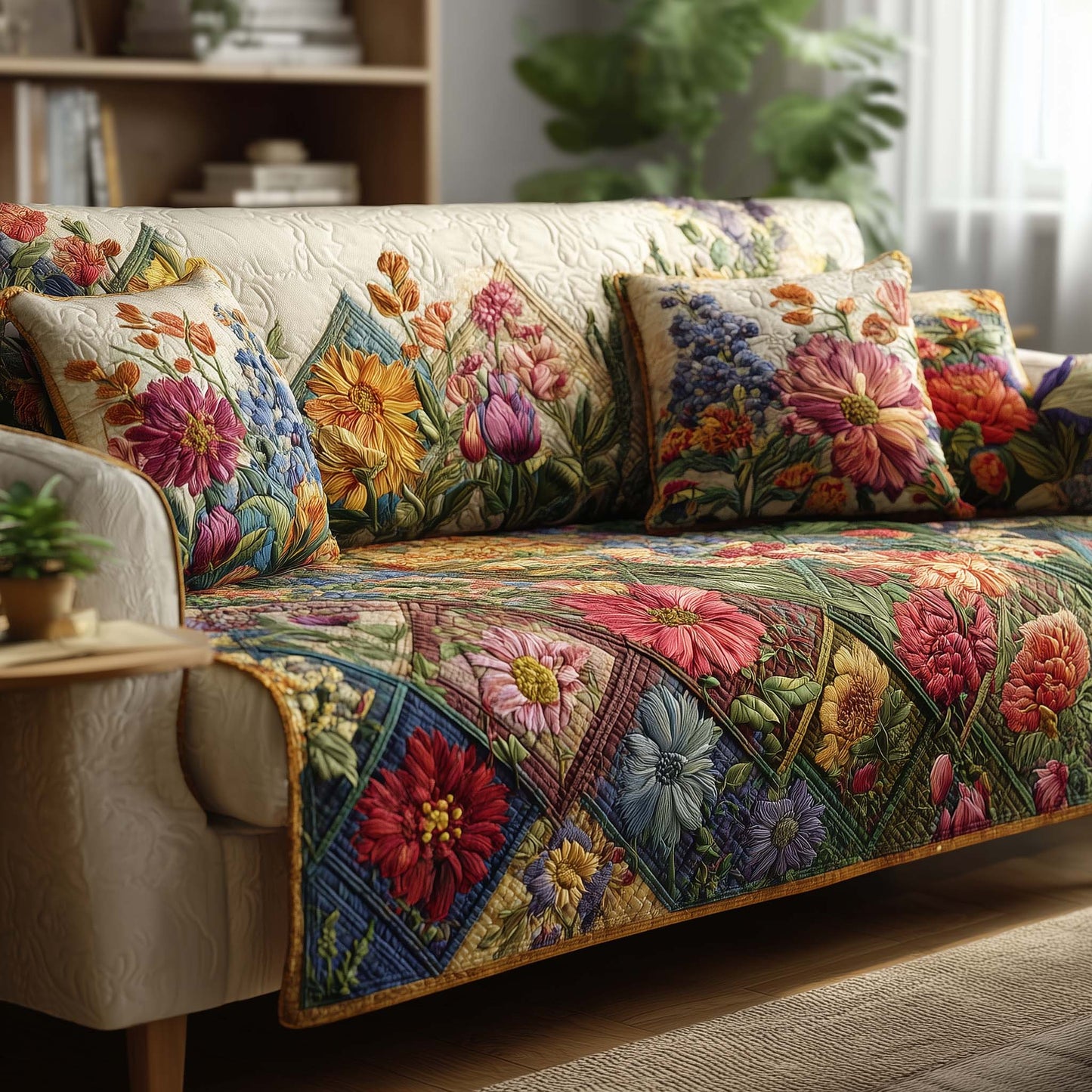 Blossom Mood Quilted Sofa Cover GFTOMA8067