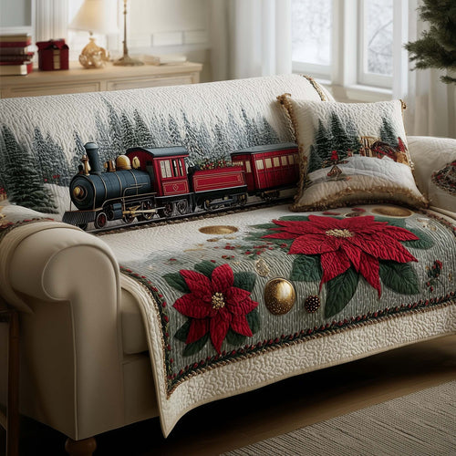 Poinsettia Quilted Sofa Cover GFTOMA8071
