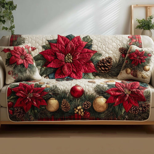 Poinsettia Quilted Sofa Cover GFTOMA8073