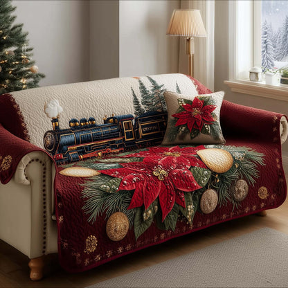 Poinsettia Quilted Sofa Cover GFTOMA8074
