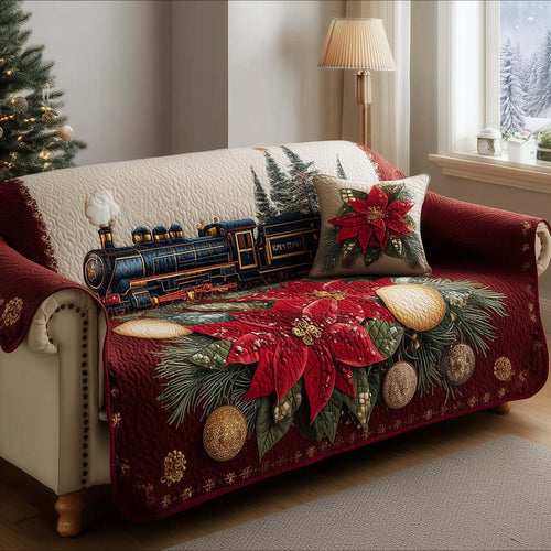 Poinsettia Quilted Sofa Cover GFTOMA8074