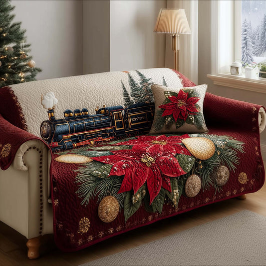 Poinsettia Quilted Sofa Cover GFTOMA8074
