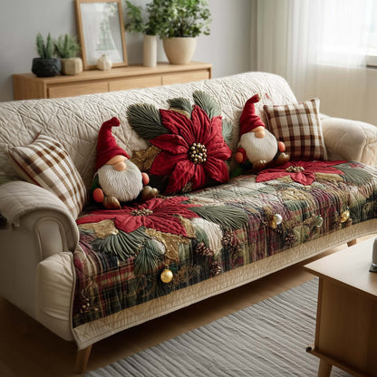Poinsettia Quilted Sofa Cover GFTOMA8075
