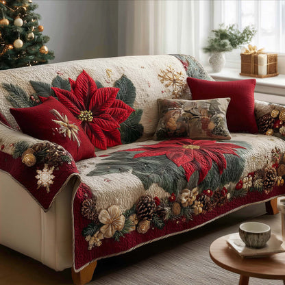 Poinsettia Quilted Sofa Cover GFTOMA8076