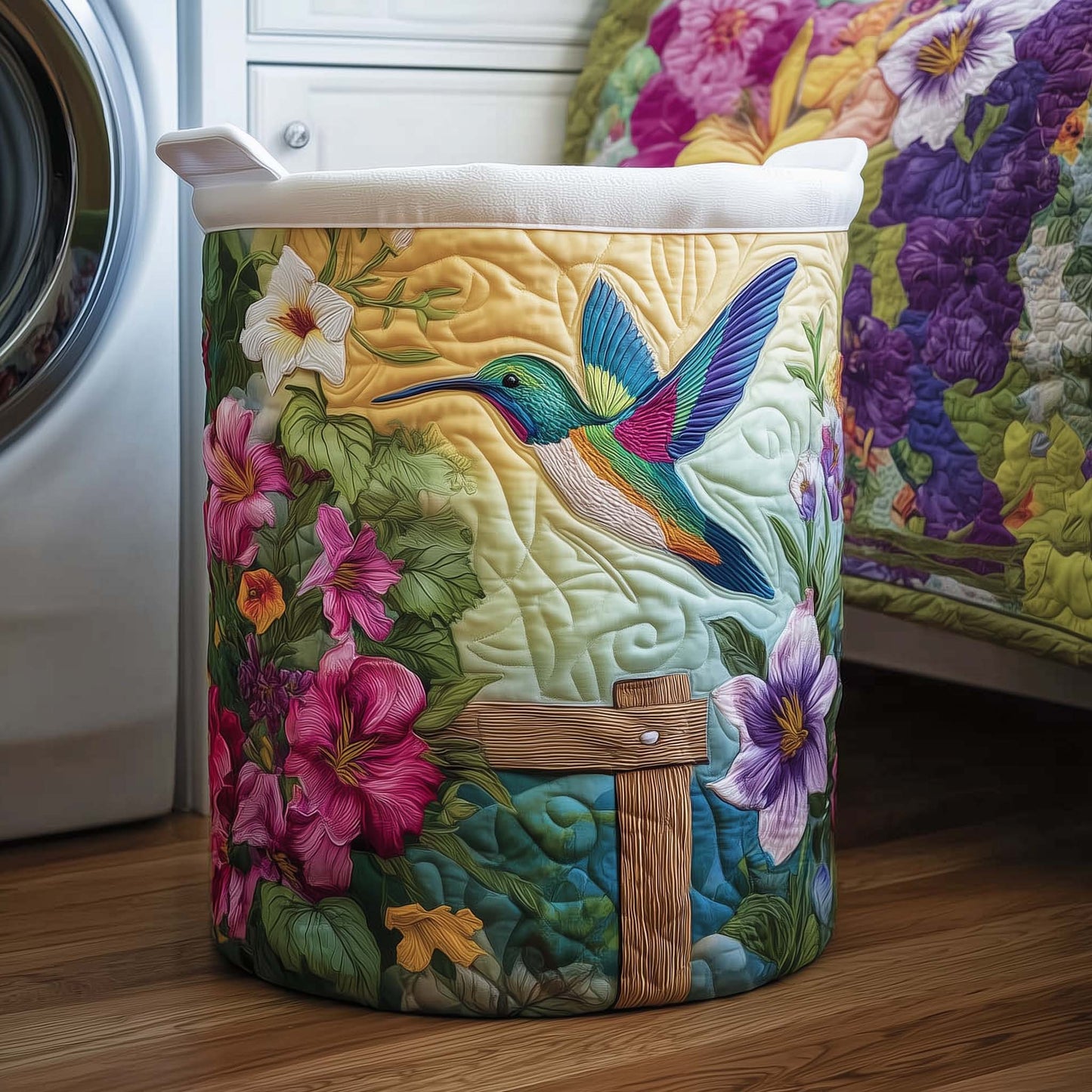 Hummingbird Charm Quilted Laundry Basket GFTOMA8091