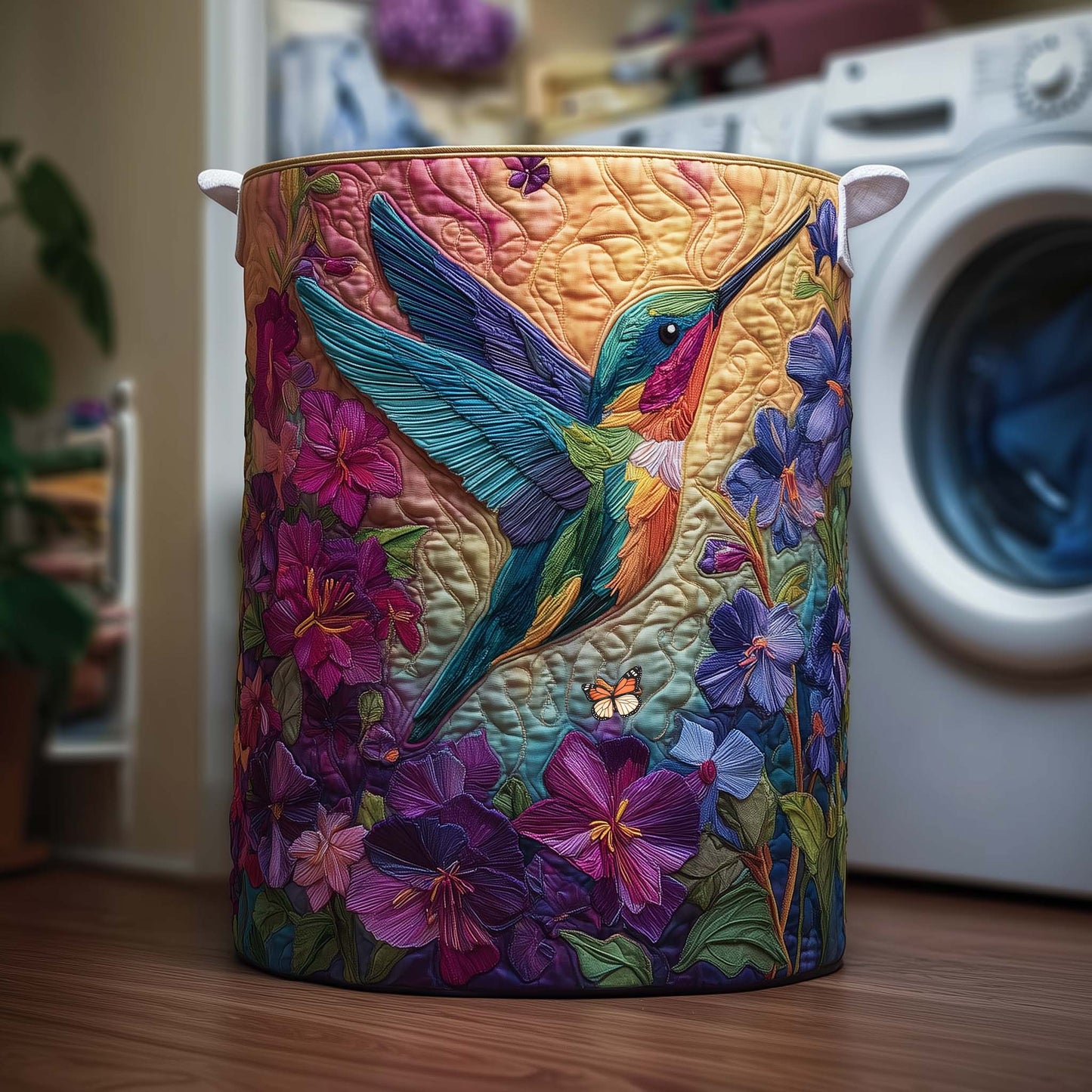 Hummingbird Charm Quilted Laundry Basket GFTOMA8093