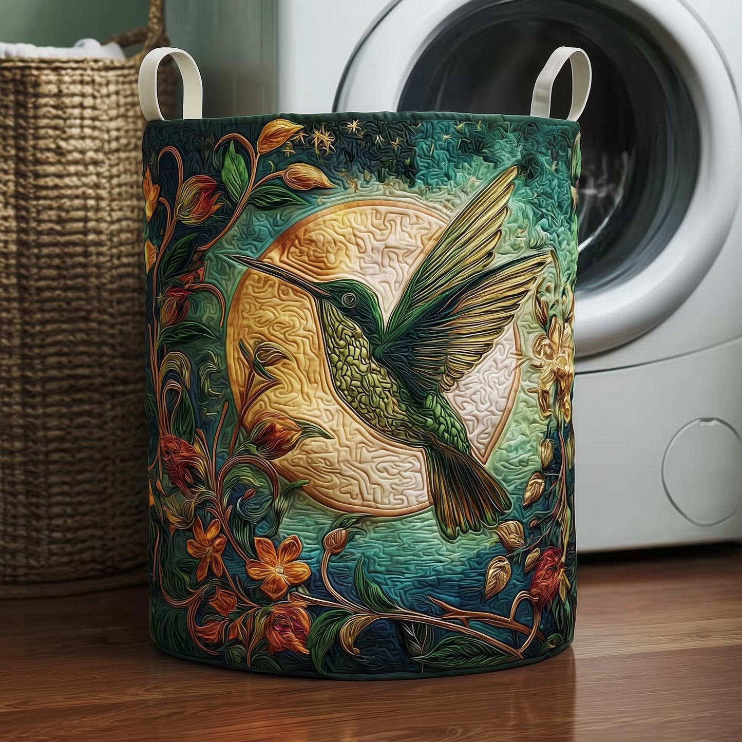Hummingbird Charm Quilted Laundry Basket GFTOMA8096