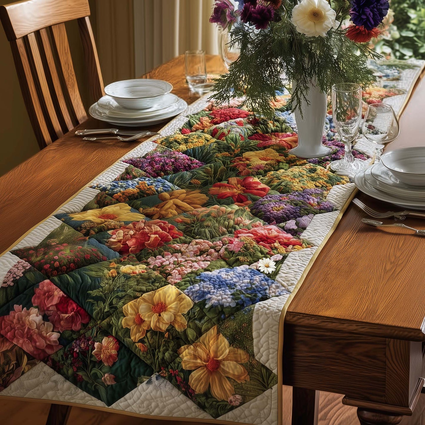 Blossom Path Quilted Table Runner GFTOMA8138