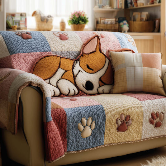 Corgi Cottage Quilted Sofa Cover GFTOMA8186