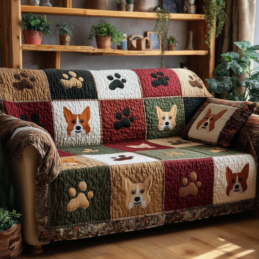 Corgi Cottage Quilted Sofa Cover GFTOMA8188