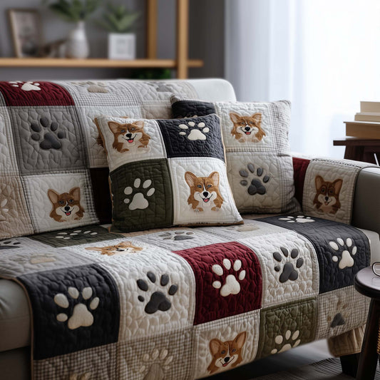 Corgi Cottage Quilted Sofa Cover GFTOMA8189