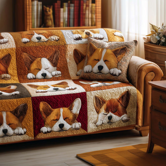 Corgi Cottage Quilted Sofa Cover GFTOMA8190