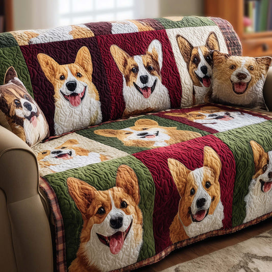 Corgi Cottage Quilted Sofa Cover GFTOMA8191