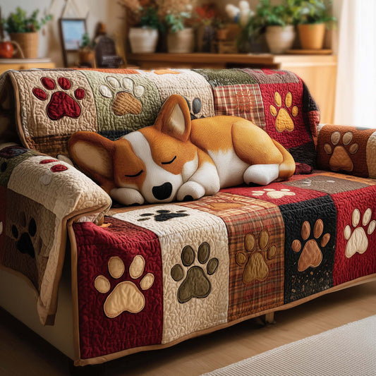 Corgi Cottage Quilted Sofa Cover GFTOMA8193