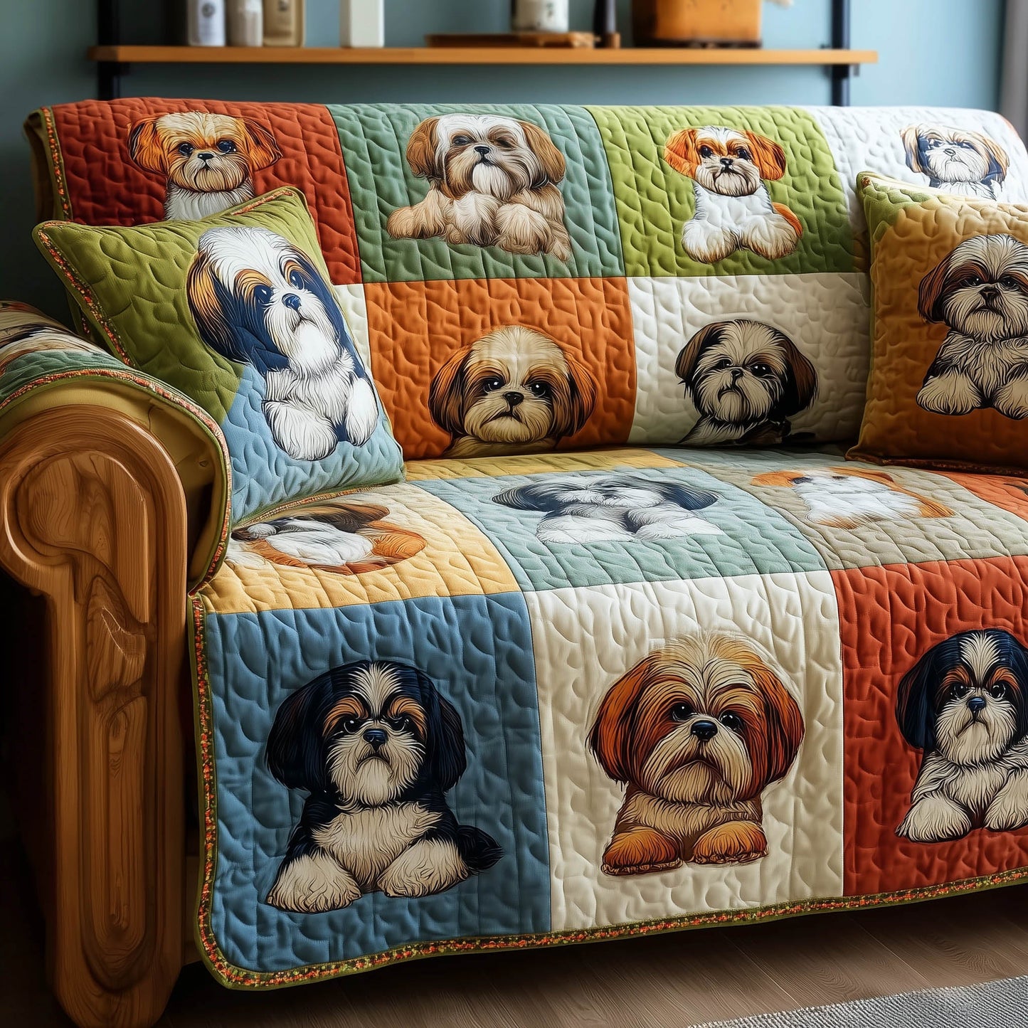 Shih Tzu Quilted Sofa Cover GFTOMA8258