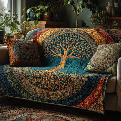 Tree Of Life Quilted Sofa Cover GFTOMA8268