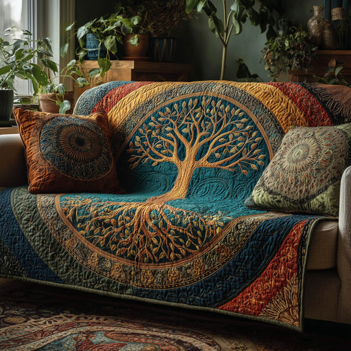 Tree Of Life Quilted Sofa Cover GFTOMA8268