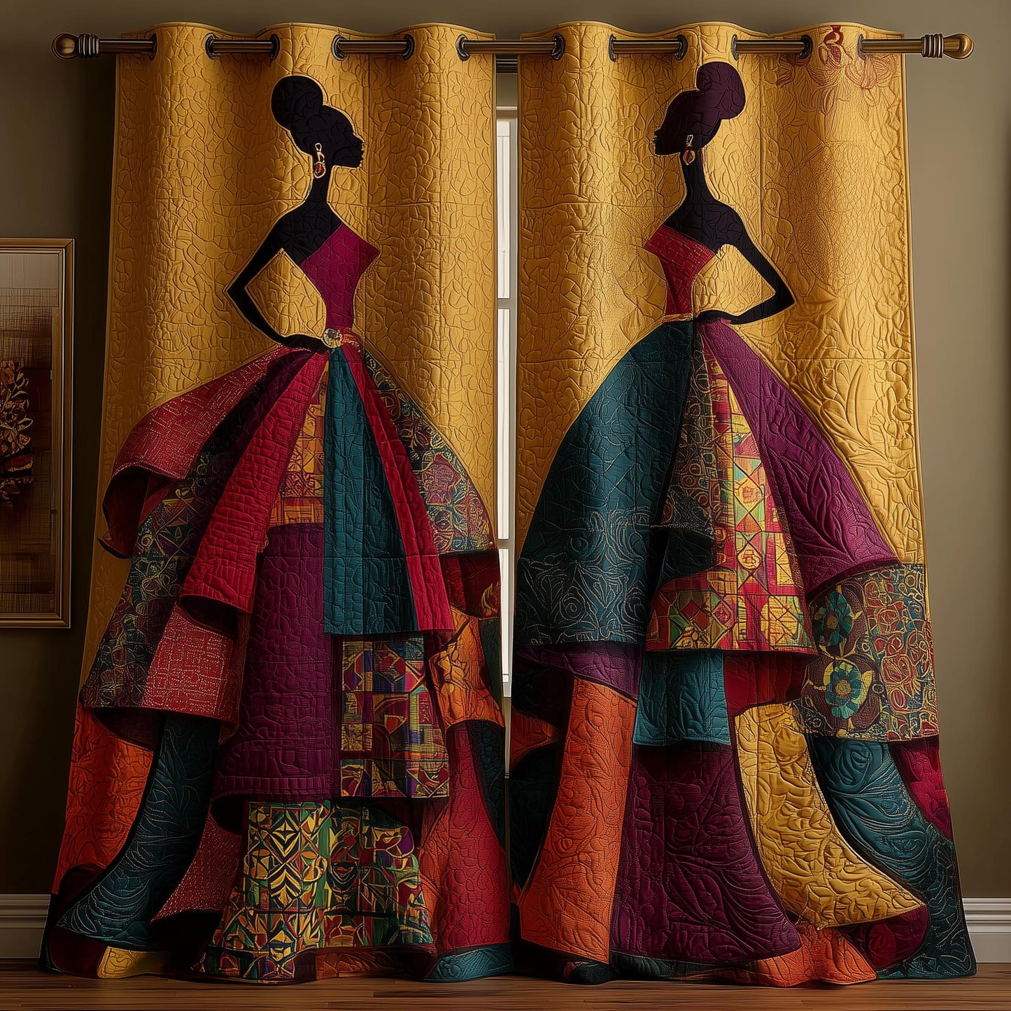 Golden Queens Quilted Curtains GFTOMA8289