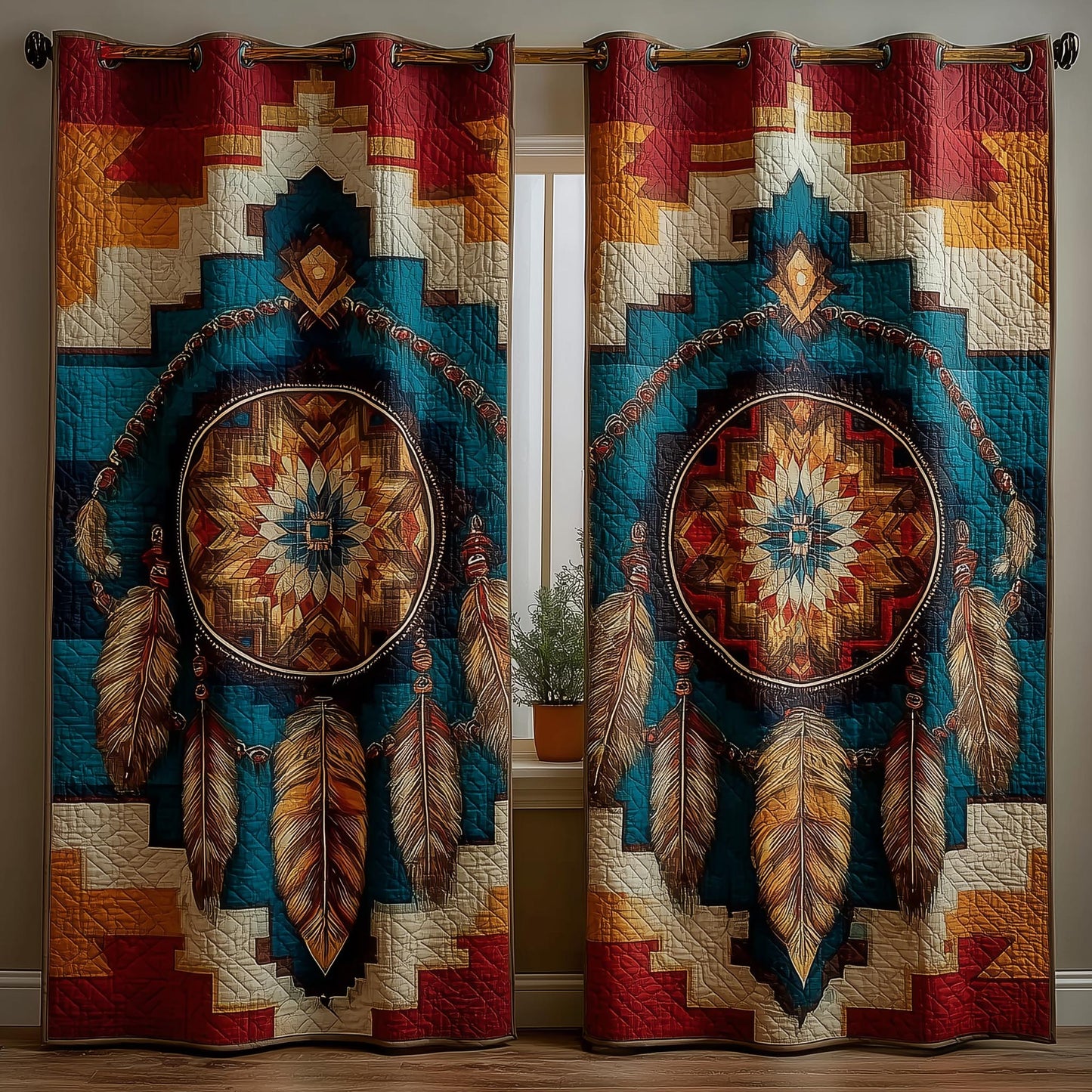 Tribal Soul Dreamcatcher Quilted Curtains GFTOMA8364