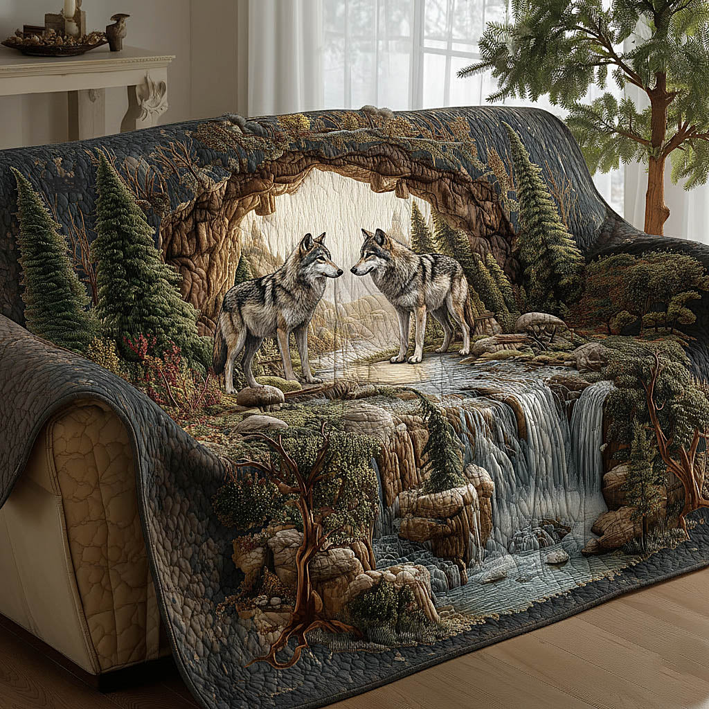 Wolf Couple Quilted Sofa Cover GFTOMA8419