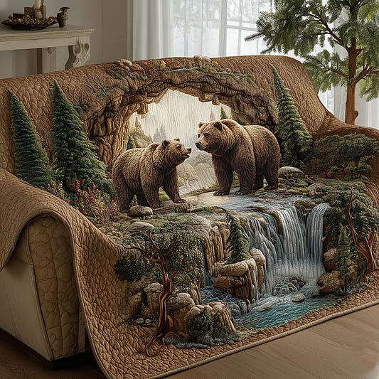 Bear Couple Quilted Sofa Cover GFTOMA8420