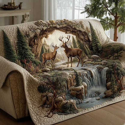 Deer Couple Quilted Sofa Cover GFTOMA8422