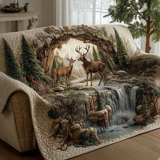 Deer Couple Quilted Sofa Cover GFTOMA8422
