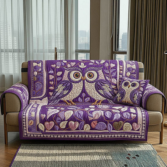 Owl Couple Quilted Sofa Cover GFTOMA8429