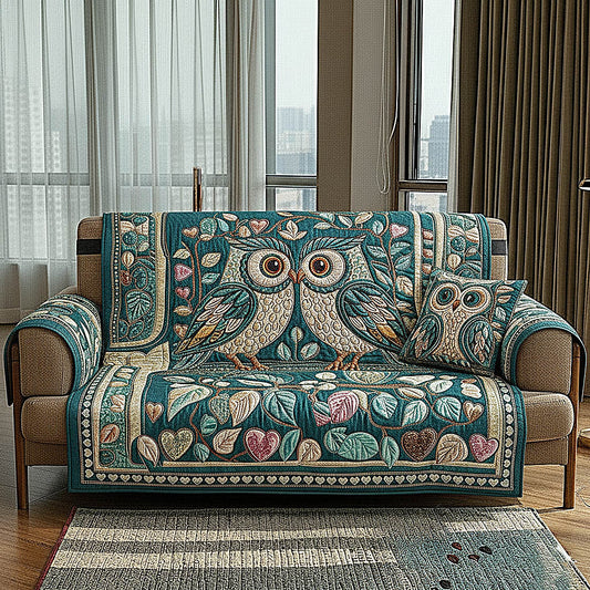 Owl Couple Quilted Sofa Cover GFTOMA8430