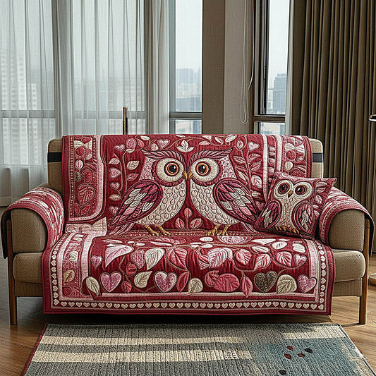 Owl Couple Quilted Sofa Cover GFTOMA8431