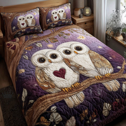 Twilight Owls 3-Piece Quilted Bedding Set GFTOMA8434