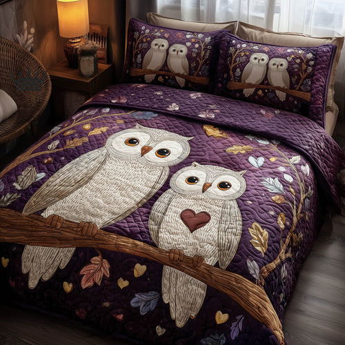 Twilight Owls 3-Piece Quilted Bedding Set GFTOMA8435