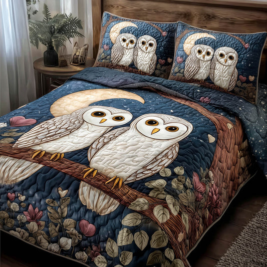 Twilight Owls 3-Piece Quilted Bedding Set GFTOMA8436