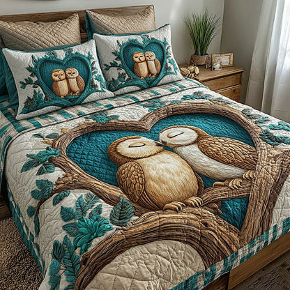 Owl Couple 3-Piece Quilted Bedding Set GFTOMA8437