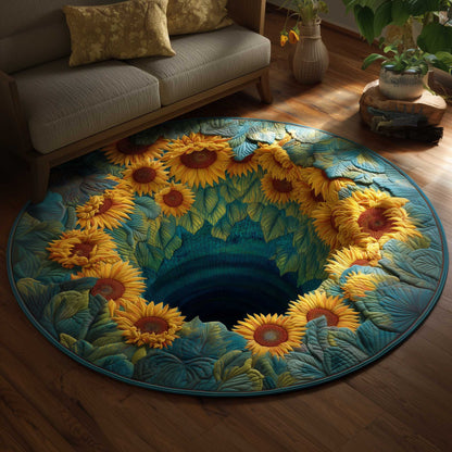 Golden Sunflower Quilted Round Mat GFTOMA8588