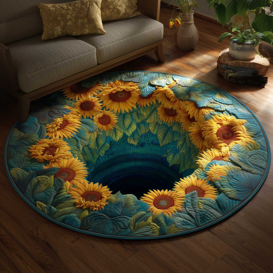 Golden Sunflower Quilted Round Mat GFTOMA8588