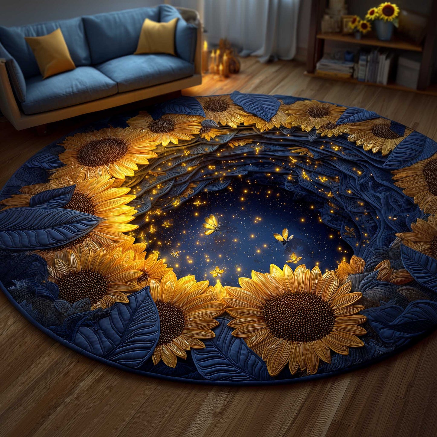 Golden Sunflower Quilted Round Mat GFTOMA8589