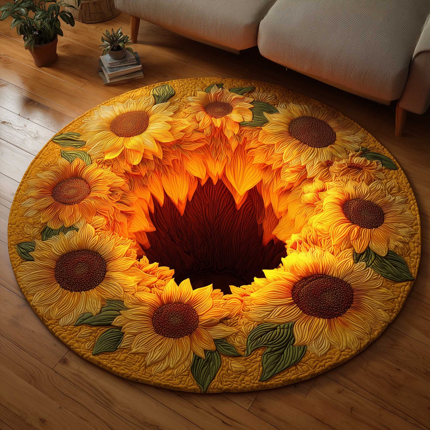 Sunflower Bloom Quilted Round Mat GFTOMA8592