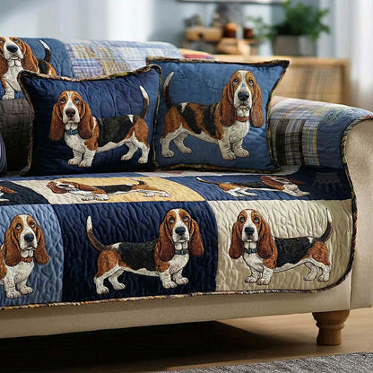 Basset Hounds Quilted Sofa Cover GFTOMA8613