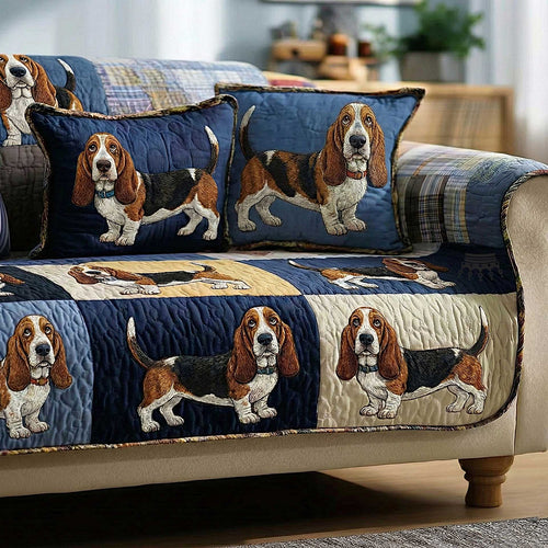 Basset Hounds Quilted Sofa Cover GFTOMA8613