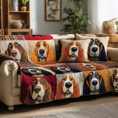 Basset Hounds Quilted Sofa Cover GFTOMA8614