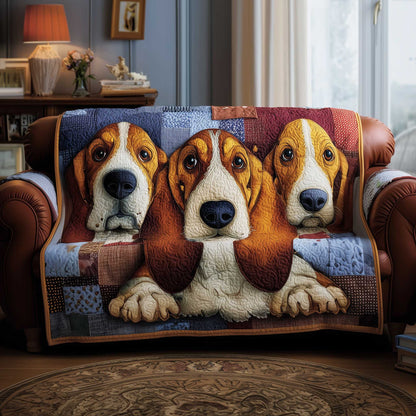 Basset Hounds Quilted Sofa Cover GFTOMA8617